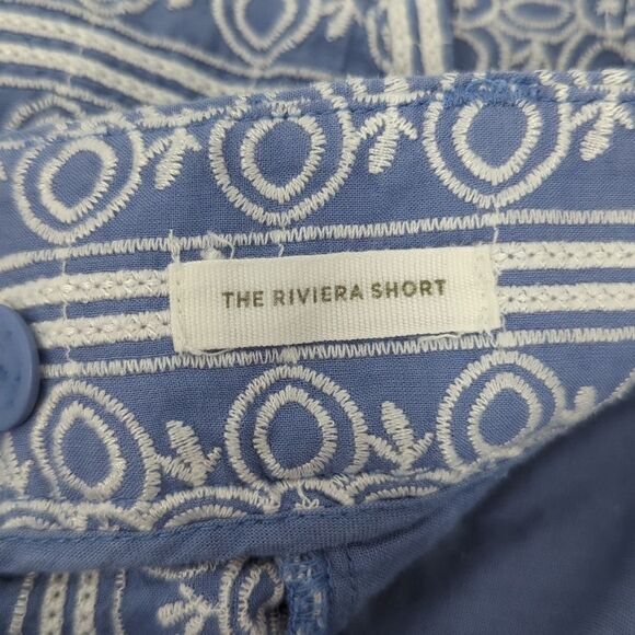 Ann Taylor LOFT Blue White Geometric Floral Embroidered Riviera Cotton Shorts 12 - Picture 5 of 11